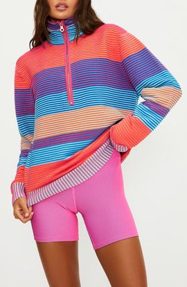 Beach Riot Beach Riot Lainey Stripe Half Zip Sweater