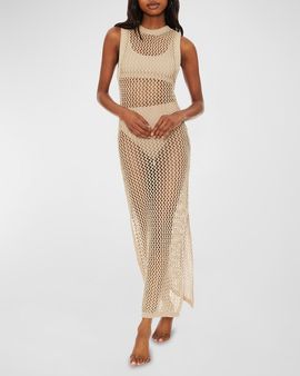 Beach Riot Holly Crochet Midi Coverup Dress
