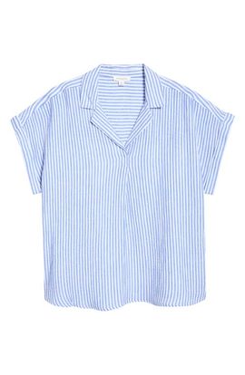beachlunchlounge beachlunchlounge Arin Stripe Short Sleeve Cotton Button-Up Shirt
