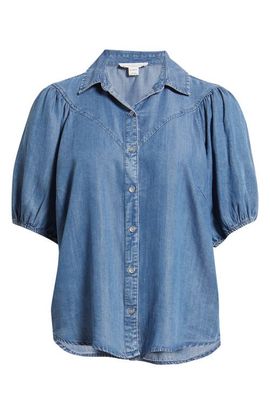 beachlunchlounge beachlunchlounge Lida Short Sleeve Denim Button-Up Shirt