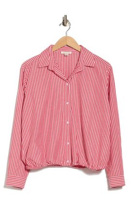 beachlunchlounge beachlunchlounge Marin Stripe Cotton Crop Bubble Hem Shirt