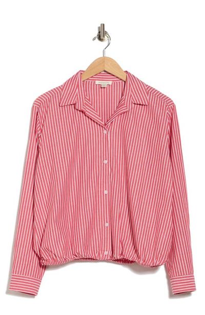 beachlunchlounge beachlunchlounge Marin Stripe Cotton Crop Bubble Hem Shirt