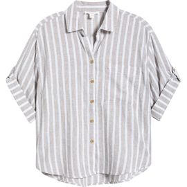 beachlunchlounge beachlunchlounge Mason Short Sleeve Stripe Button-Up Shirt