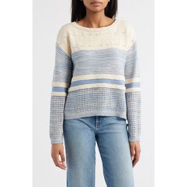 beachlunchlounge beachlunchlounge Polla Stripe Mixed Stitch Boat Neck Sweater