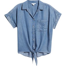beachlunchlounge beachlunchlounge Romi Tie Front Denim Shirt