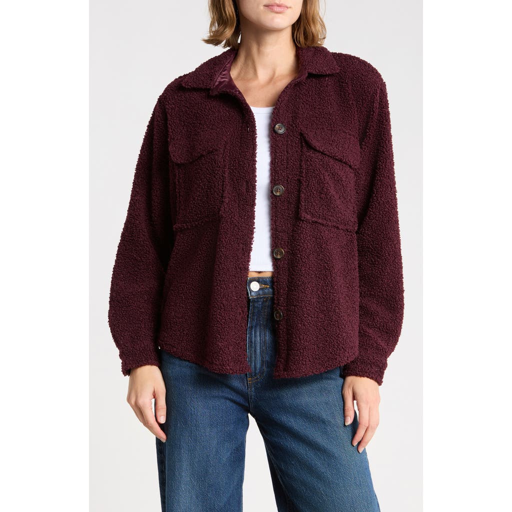 beachlunchlounge beachlunchlounge Tory Boxy Crop Faux Shearling Shirt Jacket