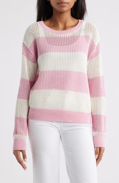 beachlunchlounge beachlunchlounge Tresa Stripe Crochet Crewneck Sweater