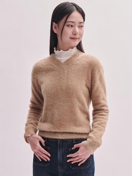 BEANPOLE LADIES [B. my] Fluffy V Neck Relaxed Fit Knit top