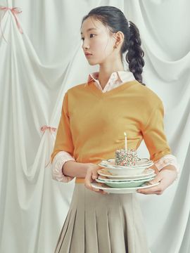 BEANPOLE LADIES Cotton V-Neck Long Sleeve Knit [Orange] (BF5251N018)