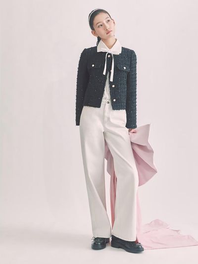 BEANPOLE LADIES Signature Straight Cotton Denim Pants [Ivory] (BF5221N130)