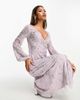 Beauut Beauut Bridesmaid embellished wrap front midi dress in lilac-Purple - 3