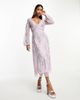 Beauut Beauut Bridesmaid embellished wrap front midi dress in lilac-Purple - 4