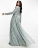 Beauut Beauut Bridesmaid wrap front maxi dress with mutli colored embroidery and embellishment in misty green - 2
