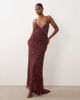 Beauut Beauut embellished cami v neck wrap maxi dress in burgundy-Red - 1
