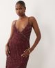 Beauut Beauut embellished cami v neck wrap maxi dress in burgundy-Red - 4