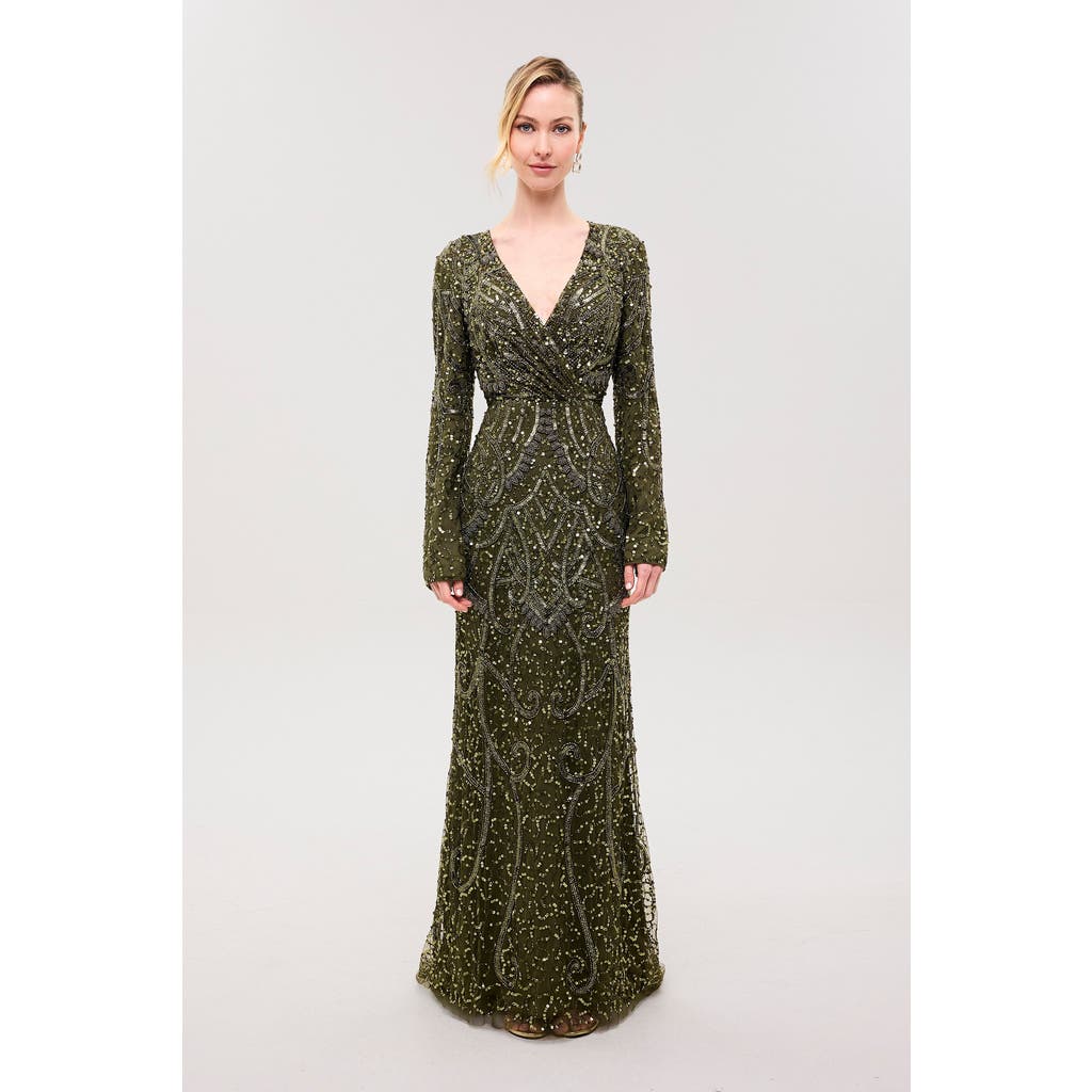 BEAUUT BEAUUT Embellished Sequin Abstract Gown