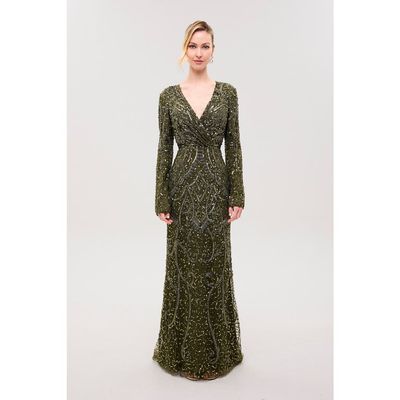BEAUUT BEAUUT Embellished Sequin Abstract Gown