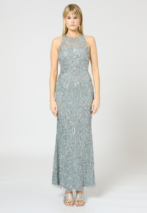 BEAUUT BEAUUT Embellished Sequin Beaded Long Maxi Dress