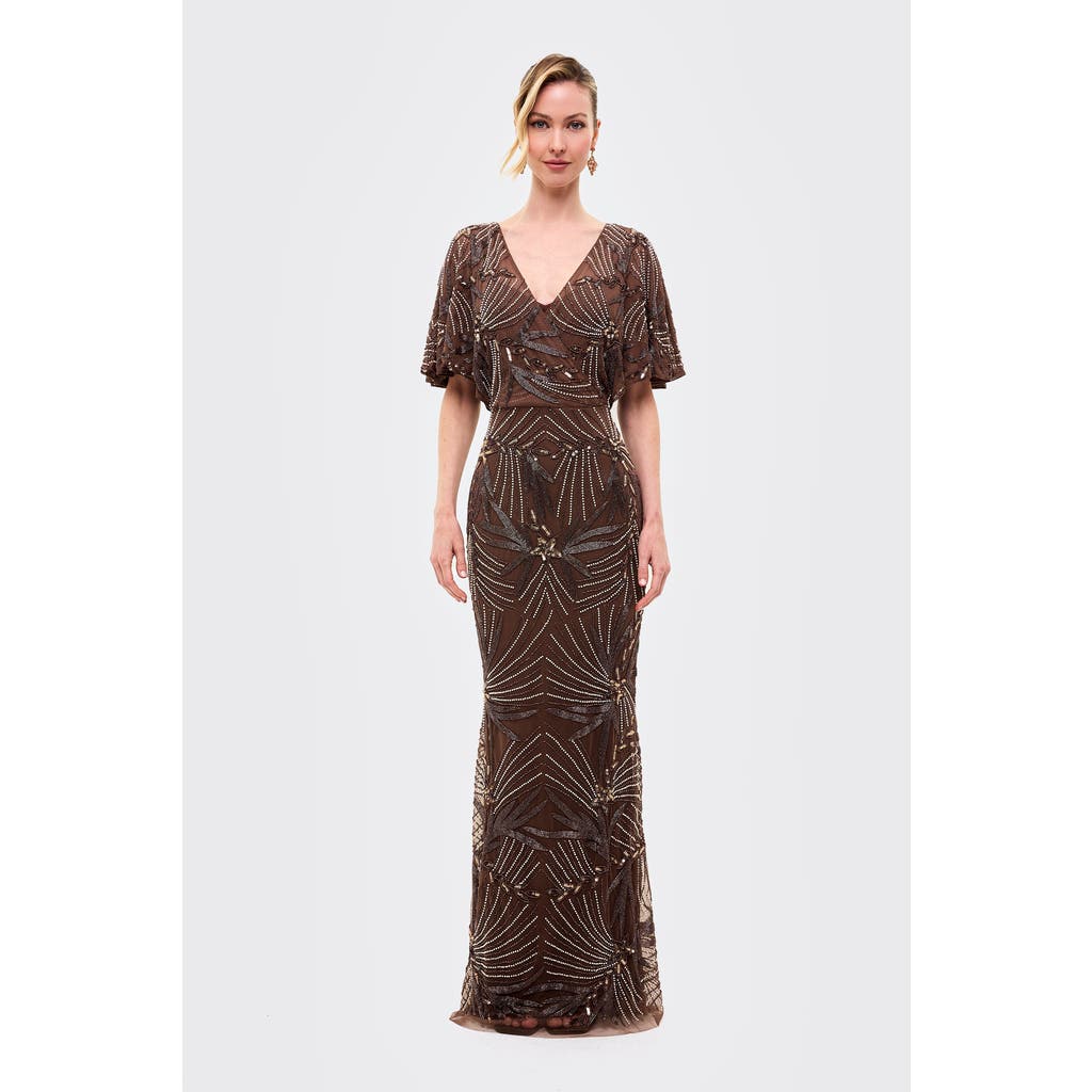 BEAUUT BEAUUT Embellished Sequin Fitted Gown