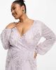 Beauut Beauut Plus Bridesmaid embellished wrap front maxi dress in lilac-Purple - 2