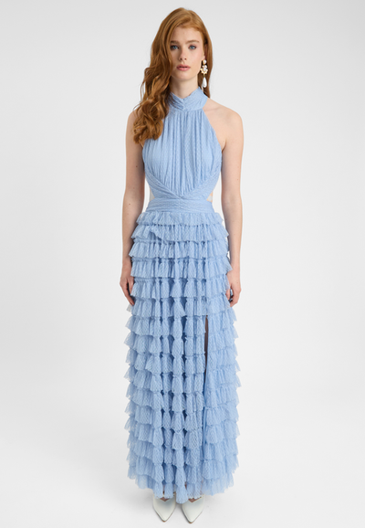 BEAUUT BEAUUT Ruffle Maxi Dress With halter Neck