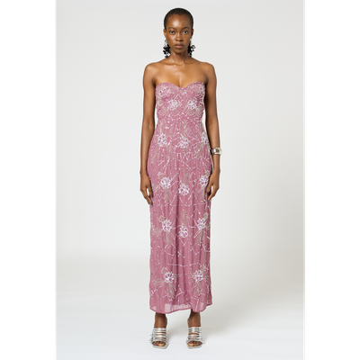 BEAUUT BEAUUT Strapless Embellished Sequin Beaded Maxi Dress