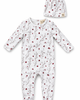 Bebe Bella Bebe Bella All Over Floral and Mushroom Print Romper with Hat - 1