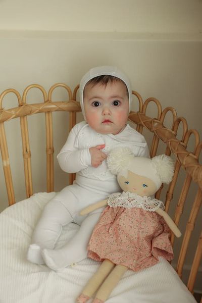 Bebe Bella Bebe Bella Boy Eyelet Romper with Matching Bonnet