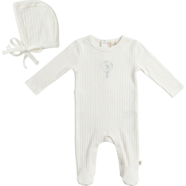 Bebe Bella Bebe Bella Boy Hot Air Balloon Pointelle Romper with Matching Bonnet