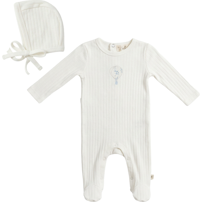 Bebe Bella Bebe Bella Boy Hot Air Balloon Pointelle Romper with Matching Bonnet