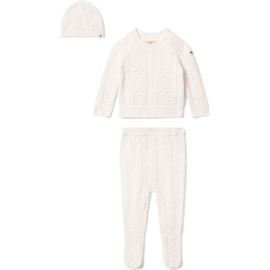 Bebe Bella Bebe Bella Braided Pointelle Knit 3 Piece Long Sleeve Top, Leggings and Hat Set