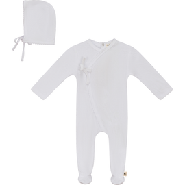 Bebe Bella Bebe Bella Crinkled Jersey Wrap Romper with Bonnet