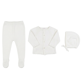 Bebe Bella Bebe Bella Diamond Knit Short Sleeve Top, Pants and Bonnet Set