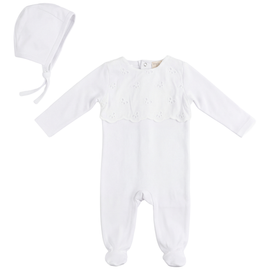 Bebe Bella Bebe Bella Eyelet Romper with Matching Bonnet
