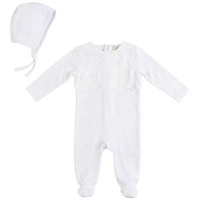 Bebe Bella Bebe Bella Eyelet Romper with Matching Bonnet