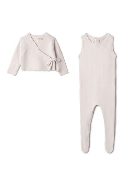 Bebe Bella Bebe Bella Knit Romper and Wrap Cardigan Set