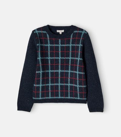 Bebe Organic Bebe Organic Cruz checked wool and silk-blend sweater