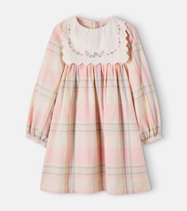 Bebe Organic Bebe Organic Lucy checked embroidered cotton dress