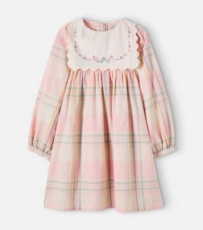 Bebe Organic Bebe Organic Lucy checked embroidered cotton dress