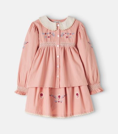 Bebe Organic Bebe Organic Margot embroidered cotton blouse and skirt set