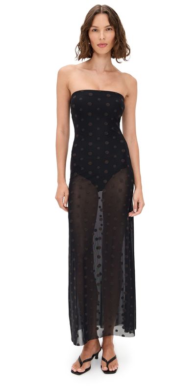 Bec + Bridge Bec + Bridge Karla Strapless Maxi Dress Black/Choc Spot 12