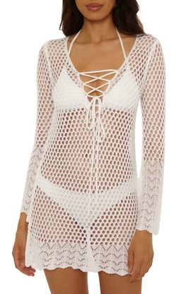 BECCA BECCA Treasure Island Long Sleeve Reversible Open Knit Cover-Up Tunic
