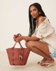 Becksondergaard Becksondergaard adina straw tote bag in burgundy-Red - 3