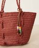 Becksondergaard Becksondergaard adina straw tote bag in burgundy-Red - 4