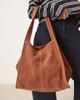 Becksondergaard Becksondergaard laurel suede tote bag with contrast stitch in brown - 1