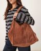 Becksondergaard Becksondergaard laurel suede tote bag with contrast stitch in brown - 2