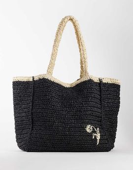 Becksondergaard Becksondergaard premium contrast straw tote in black