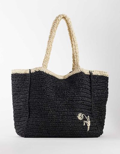 Becksondergaard Becksondergaard premium contrast straw tote in black