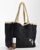 Becksondergaard Becksondergaard premium contrast straw tote in black - 2