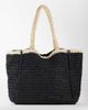 Becksondergaard Becksondergaard premium contrast straw tote in black - 3